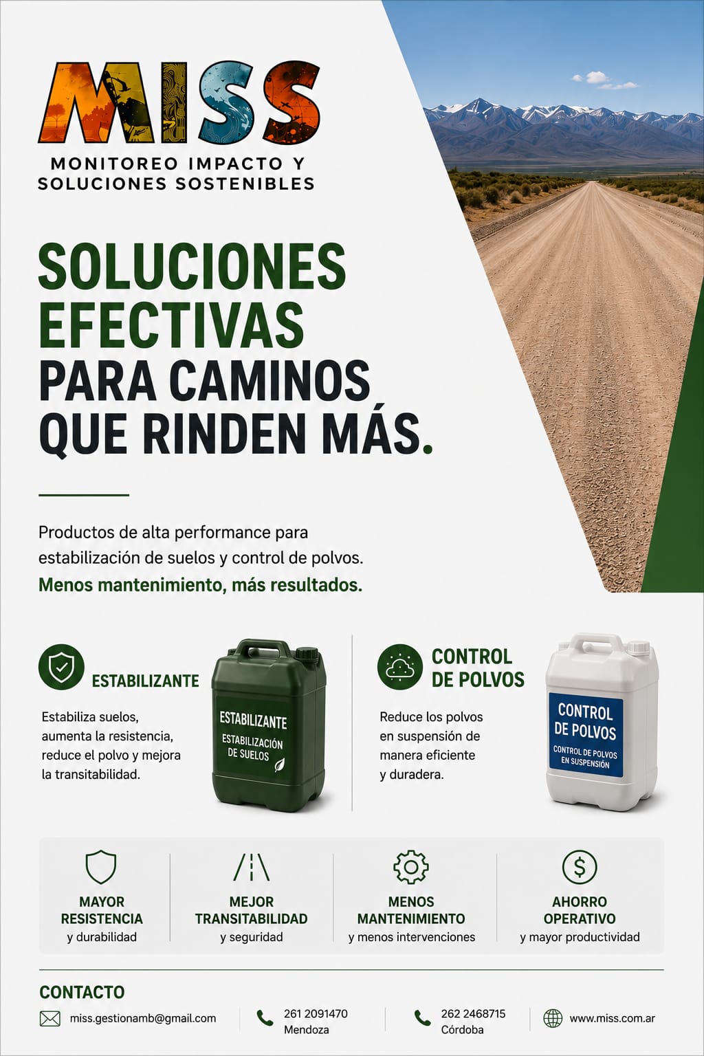 Estabilizante de suelos y control de polvos